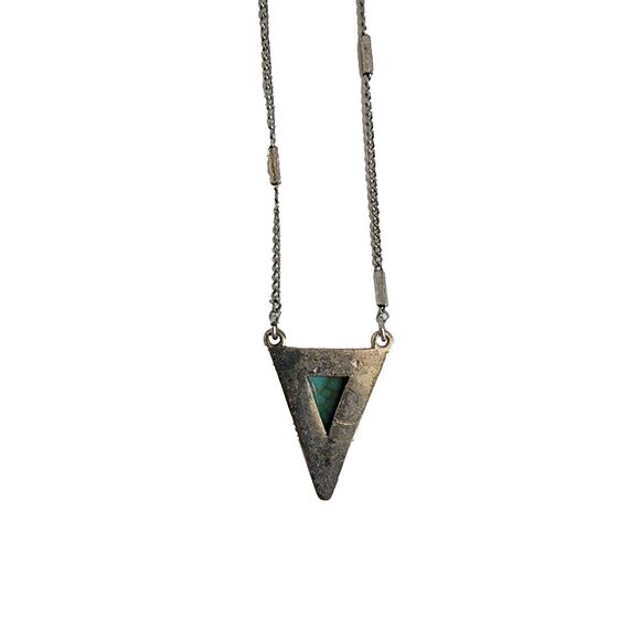 Hiouchijewels Triangle Shaped Blue Turquoise Vintage Necklace - Picture 2 of 5